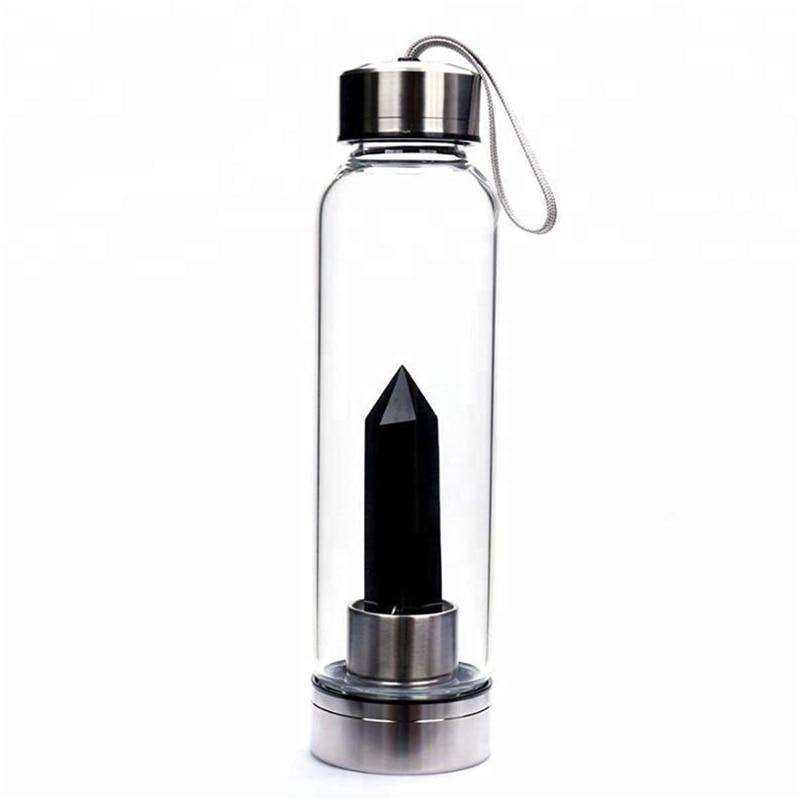 Direct Drinking Natural Glass 500ML Crystal Healing Bottle