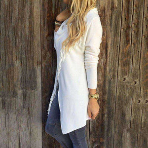 Casual Loose Long Sleeve Knitted Tassel Cloak Cardigan Sweater