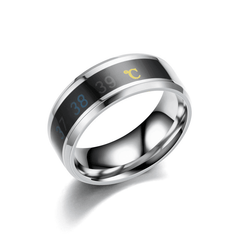 Fashion Sensor Real-time Body Temperature Display Ring Stainless Steel