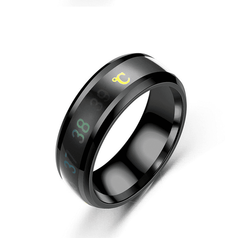 Image of Fashion Sensor Real-time Body Temperature Display Ring Stainless Steel