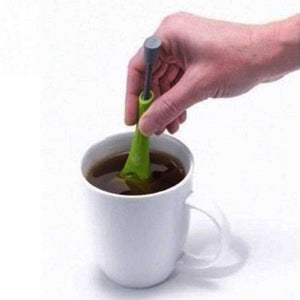 Long Handle Tea Filter Built-in Plunger Coffee Strainer