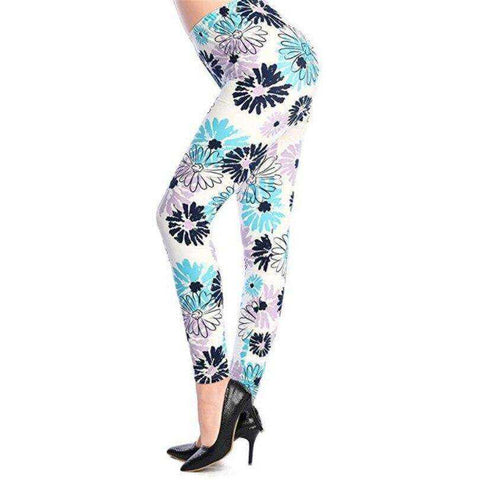 Image of New 2021 Fashion Plus Size Print Flower Guitar Plaid Thin Nine Leggings