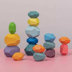 Children's Wooden Colored Stone Jenga Building Block Educational Toy