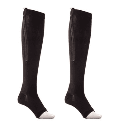 Zip Circulation Pressure Leg Knee Support  Open Toe Sports Sock