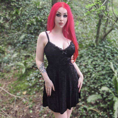 Image of Sexy Spaghetti Straps Lace Pleated Black Sleeveless Mini Dress