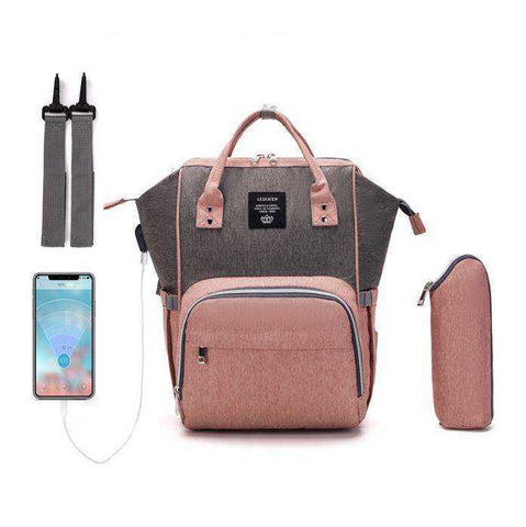 Image of USB Design Waterproof Large Capacity Mummy Diaper Baby Care Pregnant Backpack