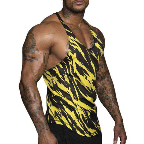 Image of Gym Men Bodybuilding Camo Sleeveless Single Tank Top Muscle Stringer Athletic Vest