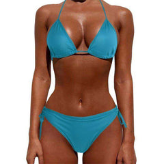 Sexy Women Pure Color 2021 New Brazilian Summer Style Lady Bandage Swimwear Bikini Set