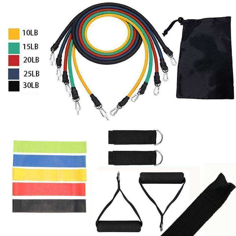 Image of 17 Pcs Resistance Bands Set Yoga Exercise Fitness Band Rubber Loop Tube Bands Gym Fitness Exercise Pilates Pull Rope