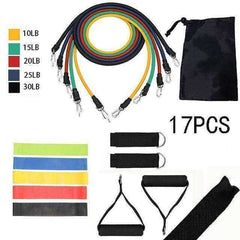 17 Pcs Resistance Bands Set Yoga Exercise Fitness Band Rubber Loop Tube Bands Gym Fitness Exercise Pilates Pull Rope