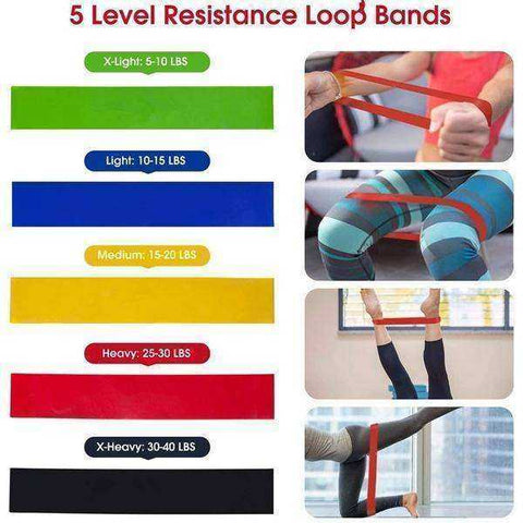 Image of 17 Pcs Resistance Bands Set Yoga Exercise Fitness Band Rubber Loop Tube Bands Gym Fitness Exercise Pilates Pull Rope