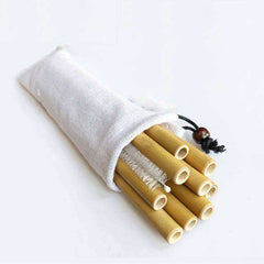 Natural Organic Reusable Bamboo Straw Set with Straw Brush