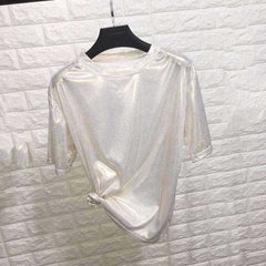 Shiny Loose Stylish Bright Silk T-shirt