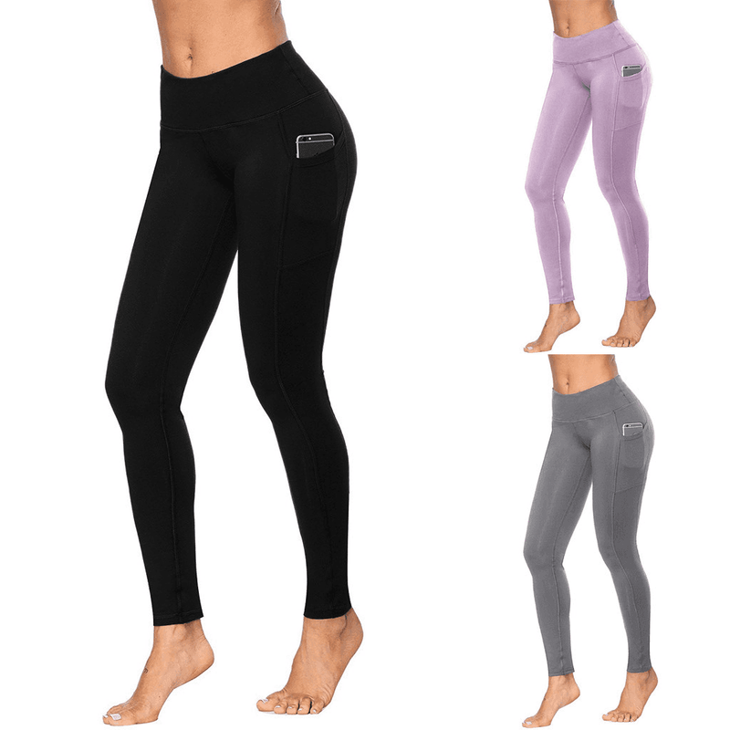 Elastic High Waist Push Up Leggings With Pocket
