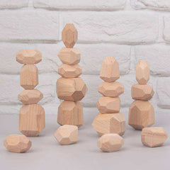 Children's Wooden Colored Stone Jenga Building Block Educational Toy