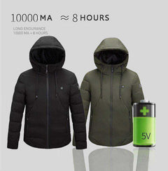 Unisex Winter Outdoor USB Infrared Heating Hooded Jacket