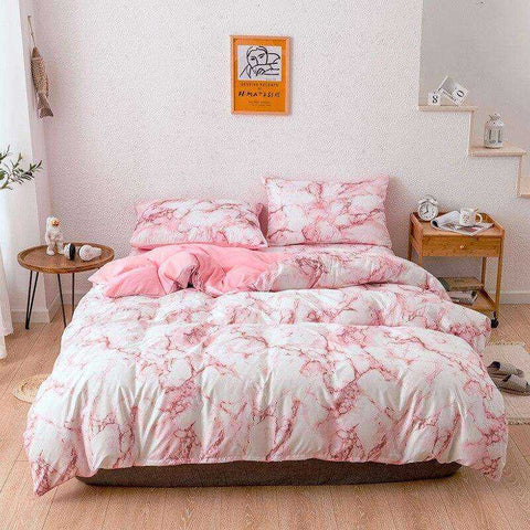 Image of Printed Marble Bed Sets White Black Duvet Cover