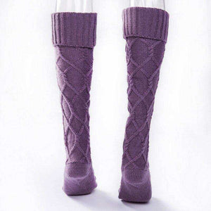 Sexy Women's Purple White Knit Winter Stockings