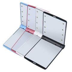 8 LED Lights Folding Square Cosmetic Pocket Mirror