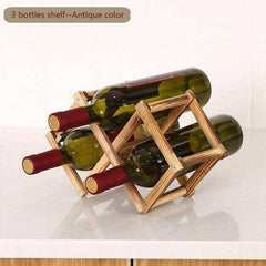 Folding Wooden Wine Bottle Rack Holder Display Shelf
