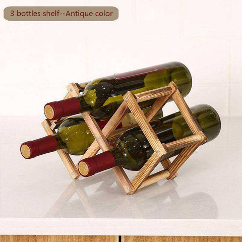 Image of Folding Wooden Wine Bottle Rack Holder Display Shelf