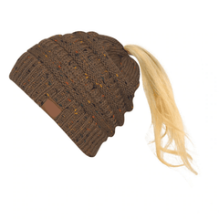 Women Warm Knitted Ponytail Beanies