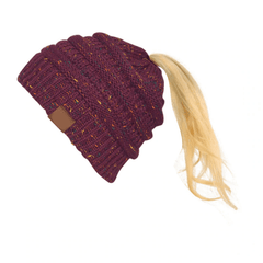 Women Warm Knitted Ponytail Beanies
