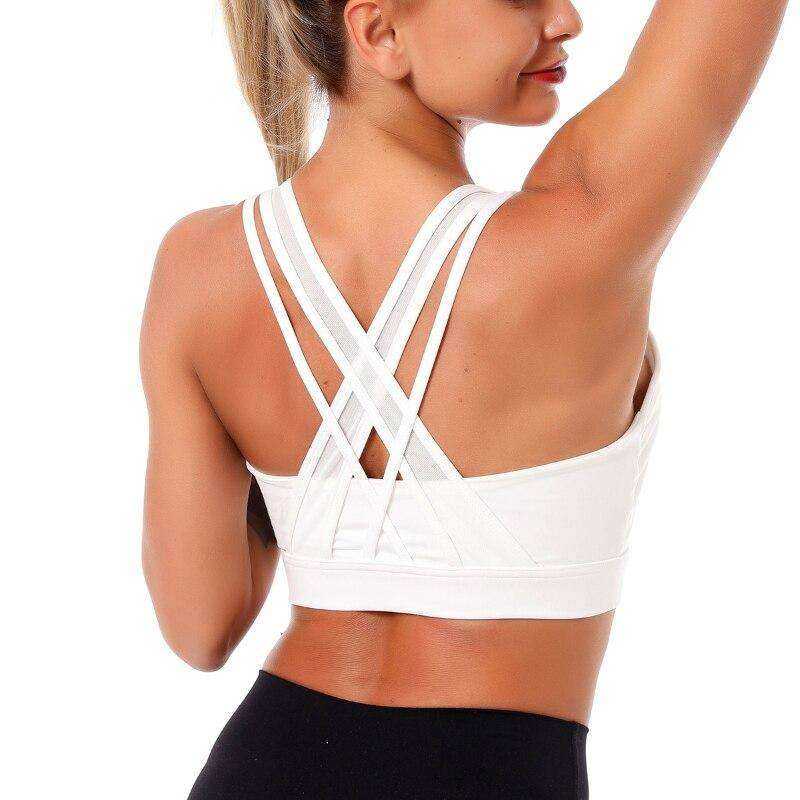 Aesthetic Sports Bra Tank Top With Cross Strap For Women