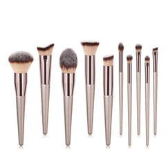 10Pcs Set High Quality Pro Champagne Makeup Brushes Kit