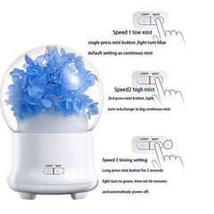 New Aesthetic Nature Flower Aromatic Diffuser With 7 LED Light Cool Mist Humidifier