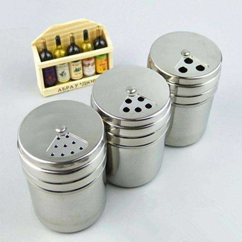 Image of Stainless Steel Rotatable Salt and Spice Shakers