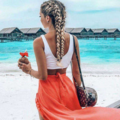Women's Lace Up Ankle Split Maxi Skirt
