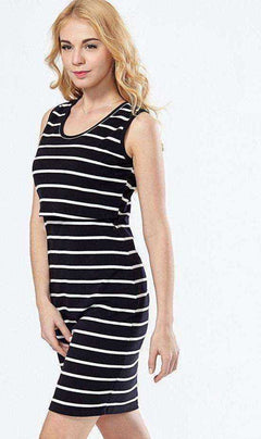 Striped Summer Maternity Breastfeeding Sleeveless Dress