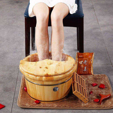 Image of Thickened Eco-friendly Solid Wood Detox Foot Bath Bucket