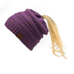 Women Warm Knitted Ponytail Beanies