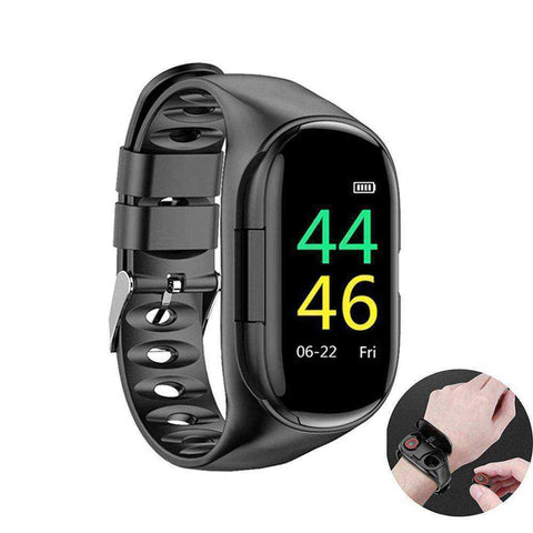 Image of 2-in-1 Smart Watch Men Wireless Bluetooth 5.0 Headphones Earbuds Fitness Bracelet Tracker