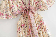 Vintage Chic Floral Print Rayon Bohemian Maxi Dress