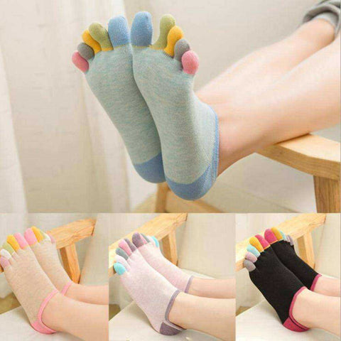 Image of 1 Pair Cotton Five-Finger Women Colorful Toe Socks