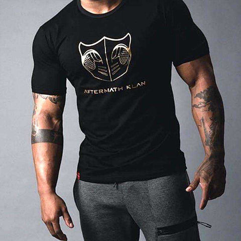 Sports Fitness Fashion Letter Printing Men's Short Sleeve T-shirt