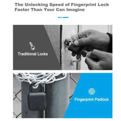 Smart Keyless Fingerprint Padlock USB Rechargeable Waterproof Security Lock