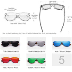 Men Sunglasses Polarized Walnut Wood Mirror UV400 Lens