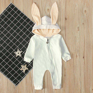 Cutest Baby Warm Bunny Romper Long Ear Hooded Newborn Onesie