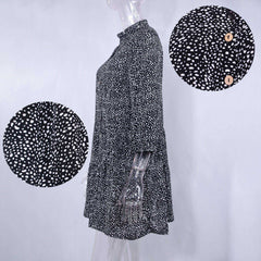 Floral Causal Loose Short Mini Dresses Three Quarter Sleeve Spring