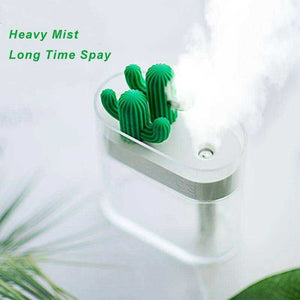 Ultrasonic Air Humidifier Clear Cactus Color Light Mist Maker