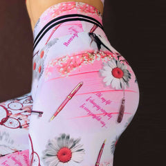 New Arrival Women High Waist Push Up Digital Print Stretch Fitness Workout Sport Leggings
