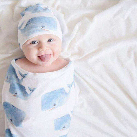 Image of Baby Swaddle Blanket & Cap Newborn Cocoon Wrap