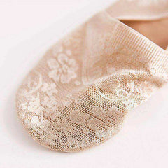 1/2 Pairs Women Girls Lace Flower Short Socks Anti-skid Invisible Ankle Sock Slippers