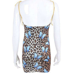 Aesthetic Backless Butterfly Leopard Print Mini Strap Lace Up Women Dresses