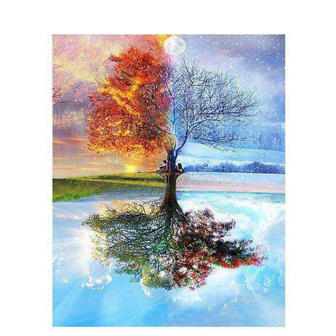 DIY Framed Painting Four Seasons Tree For Home Adults Room Decoration