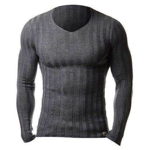 Image of Men Knitted Slim Long Sleeve V Neck Warm Sweater